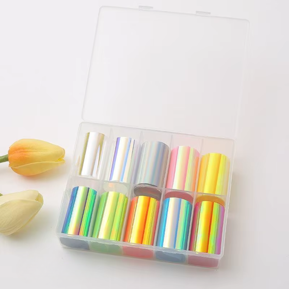 Nail Art Transfer Foil 10pk -  04 Holographic Aurora