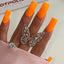hands wearing #223 Orange U Cute OG Powder by Notpolish