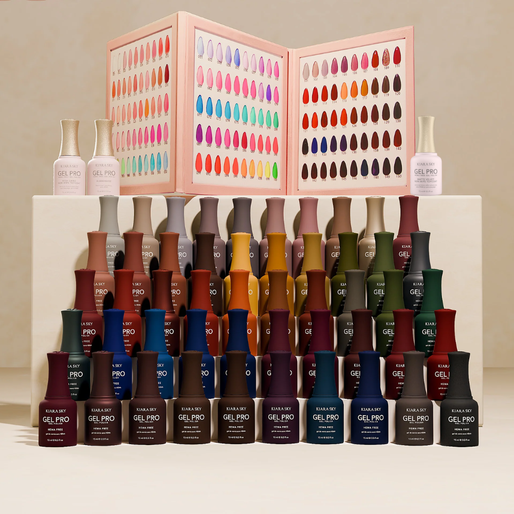 Kiara Sky Gel Pro Volume 3 HFG101-HFG150 HEMA and TPO-Free 50 color gel polish collection with swatch book