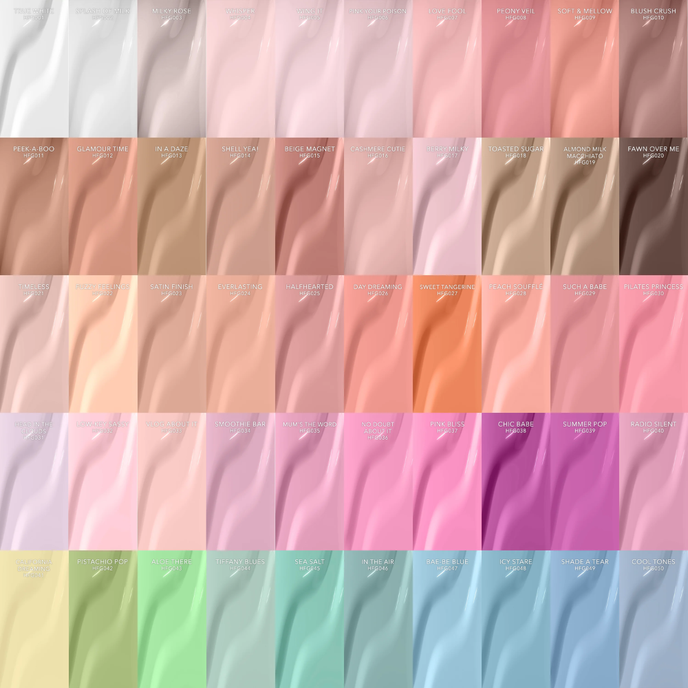 Kiara Sky Gel Pro Volume 1 HFG001-HFG050 HEMA and TPO-Free gel polish color swatches