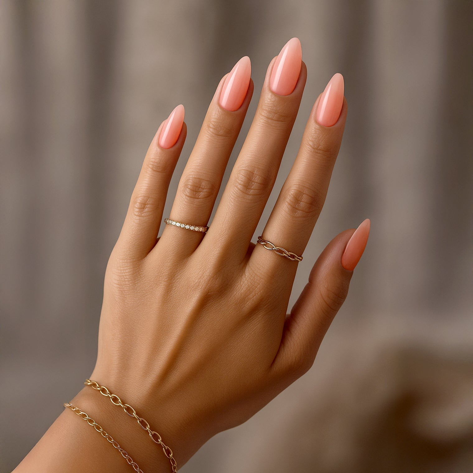 hands wearing Chaun Legend Gel Peek-A-Nude