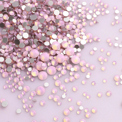 Mixed Crystal Flatback Assorted Pack - Light Rose Opal