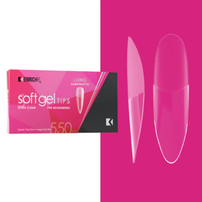 Long Almondletto Soft Gel Tips 550ct By Kupa EnrichRx