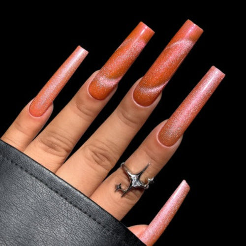 hands wearing MFX508 Peachspark Magnetic FX Gel by Kiara Sky