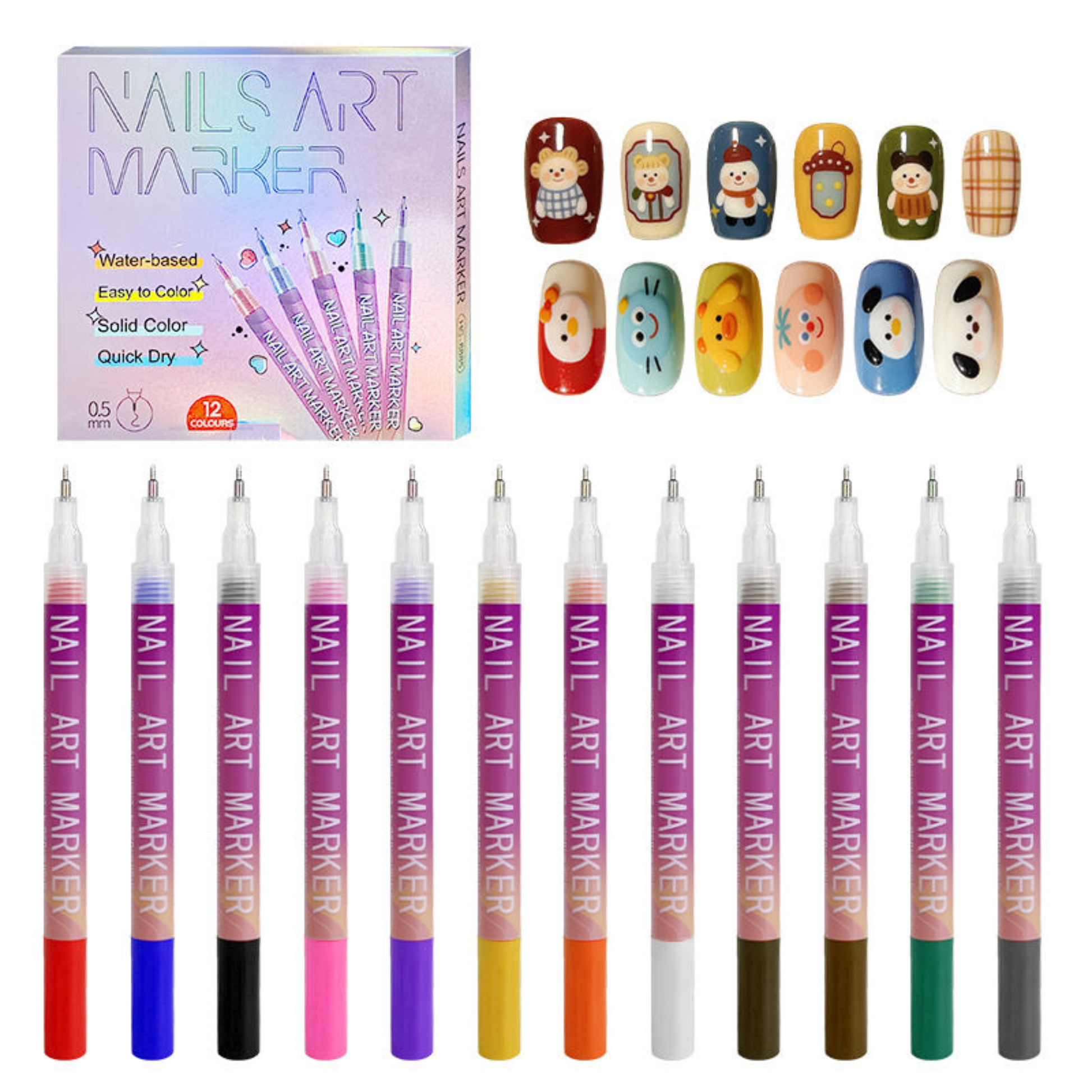Nail Art Markers - 12 Colors
