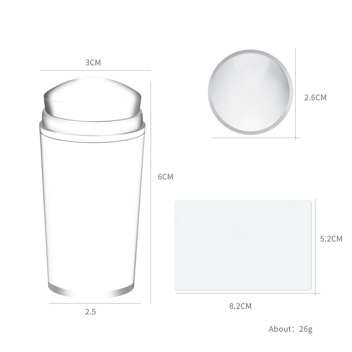 Nail Art Silicone Stamper - Round Clear size