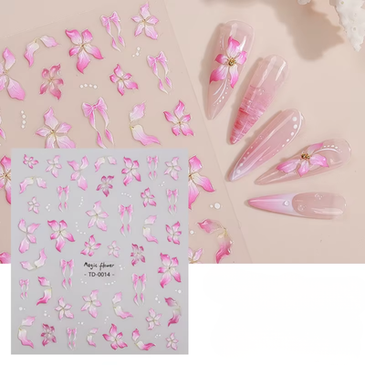 Blushing Petal Bloom Nail Art Stickers