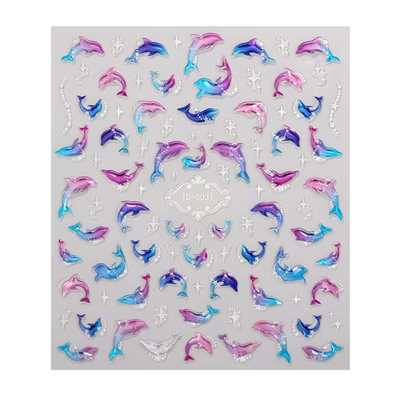 Iridescent Ocean Dolphin Nail Art Stickers