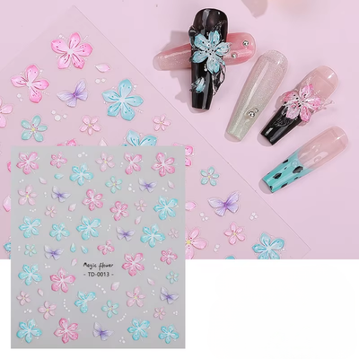 Pastel Flowers Nail Art Stickers