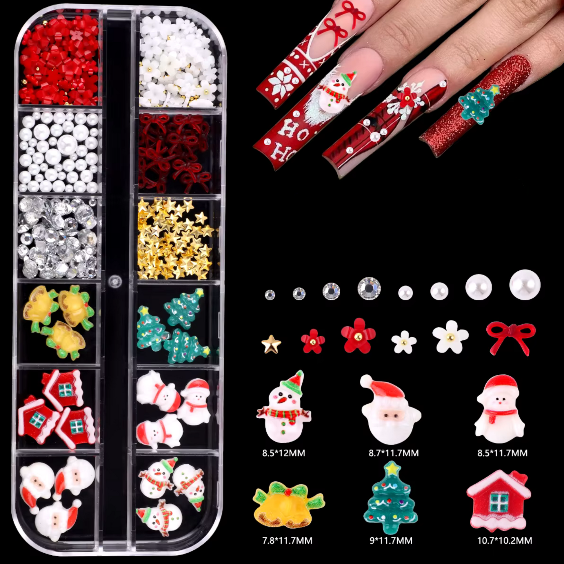 Nail Art Charms 12 Grid - Christmas