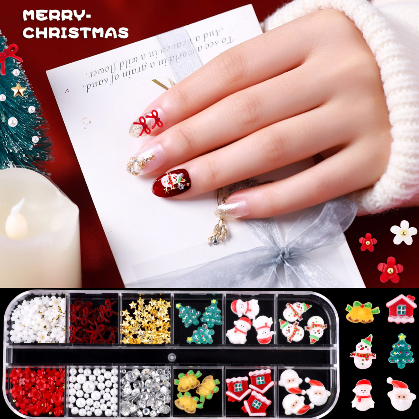 Nail Art Charms 12 Grid - Christmas side