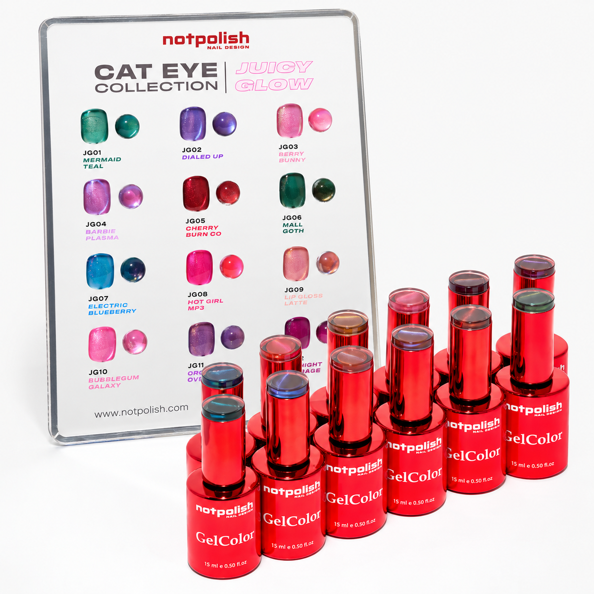 Notpolish Juicy Glow Cat Eye Gel Collection - 12 Colors swatches