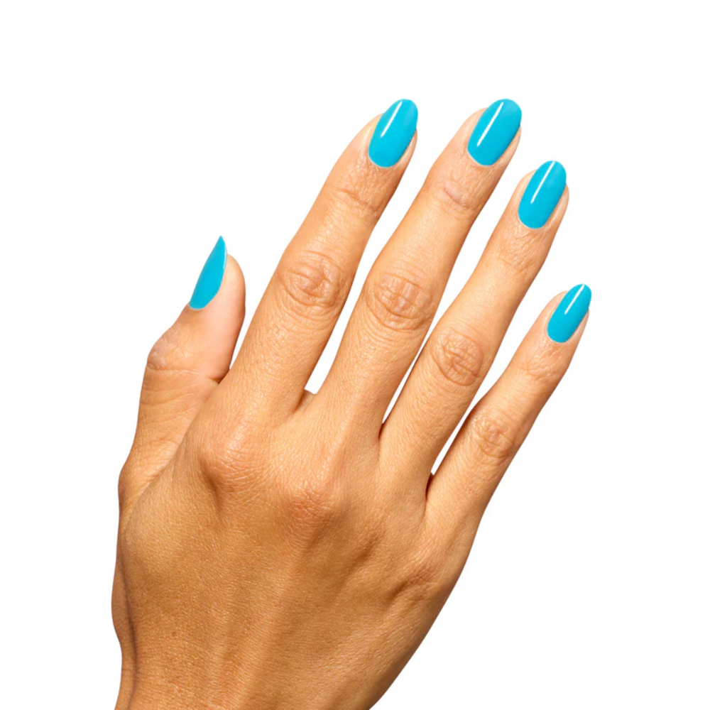 OPI Infinite Shine L215 Beach Party Teal Dawn hand