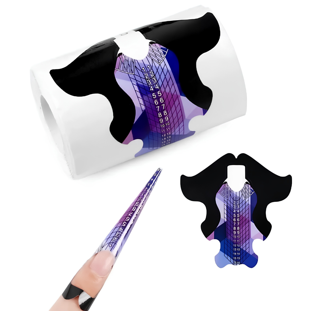 Purple Long Stiletto Nail Paper Forms 100 Pieces for Builder Gel, Acrylic, Hard Gel, and Poly Gel Nail Extensions