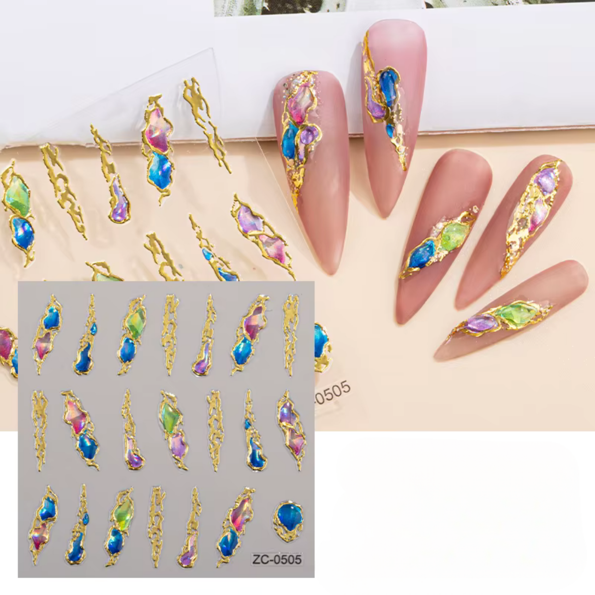 colorful designs Ethereal Nail Art Stickers