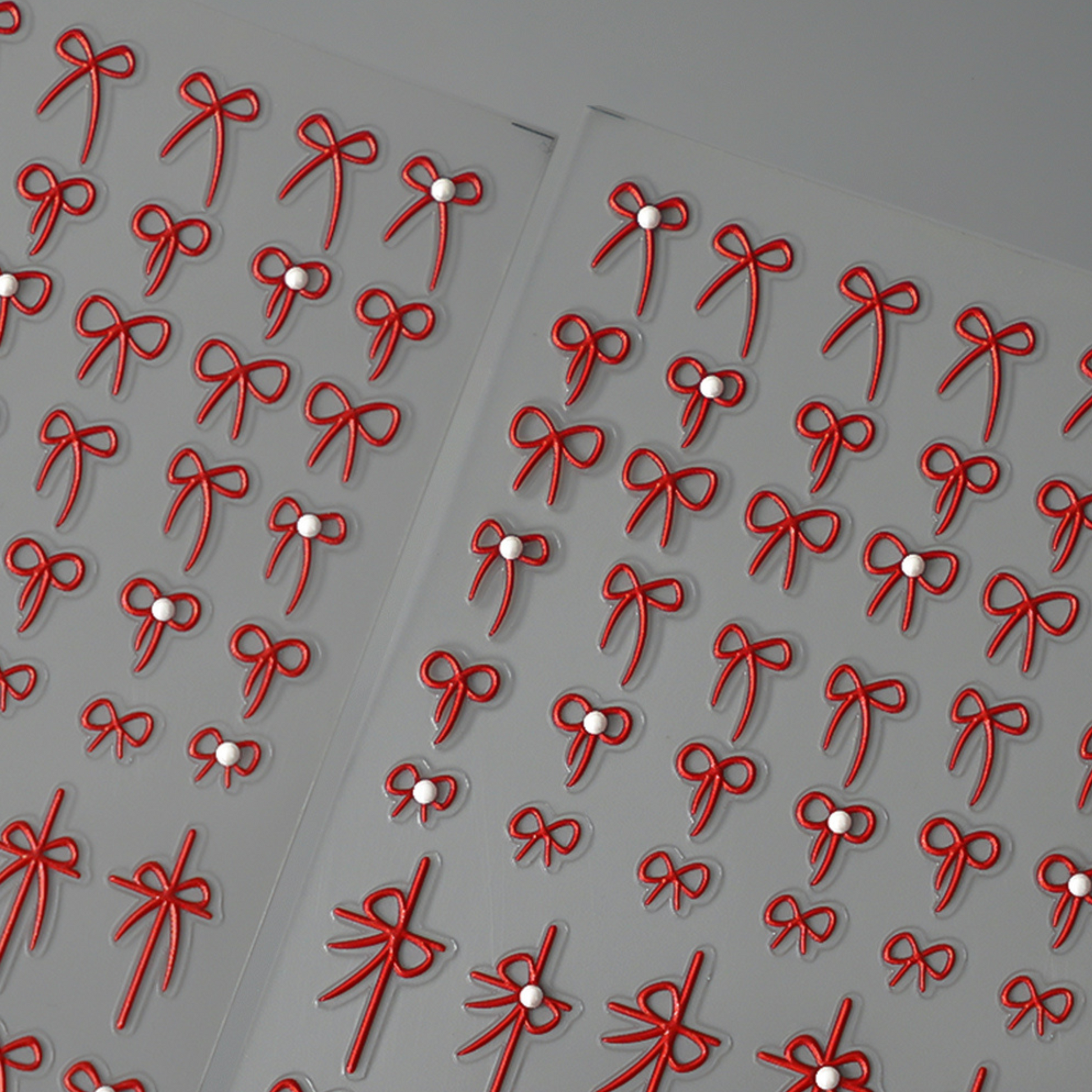 Nail Art Stickers - Red Pearl Bow (MJ5D-073) example