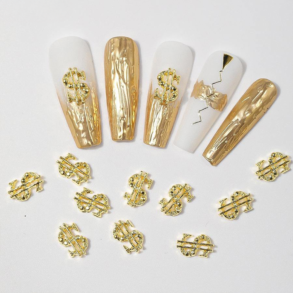 Nail Charms - Gold Money Sign 10pc