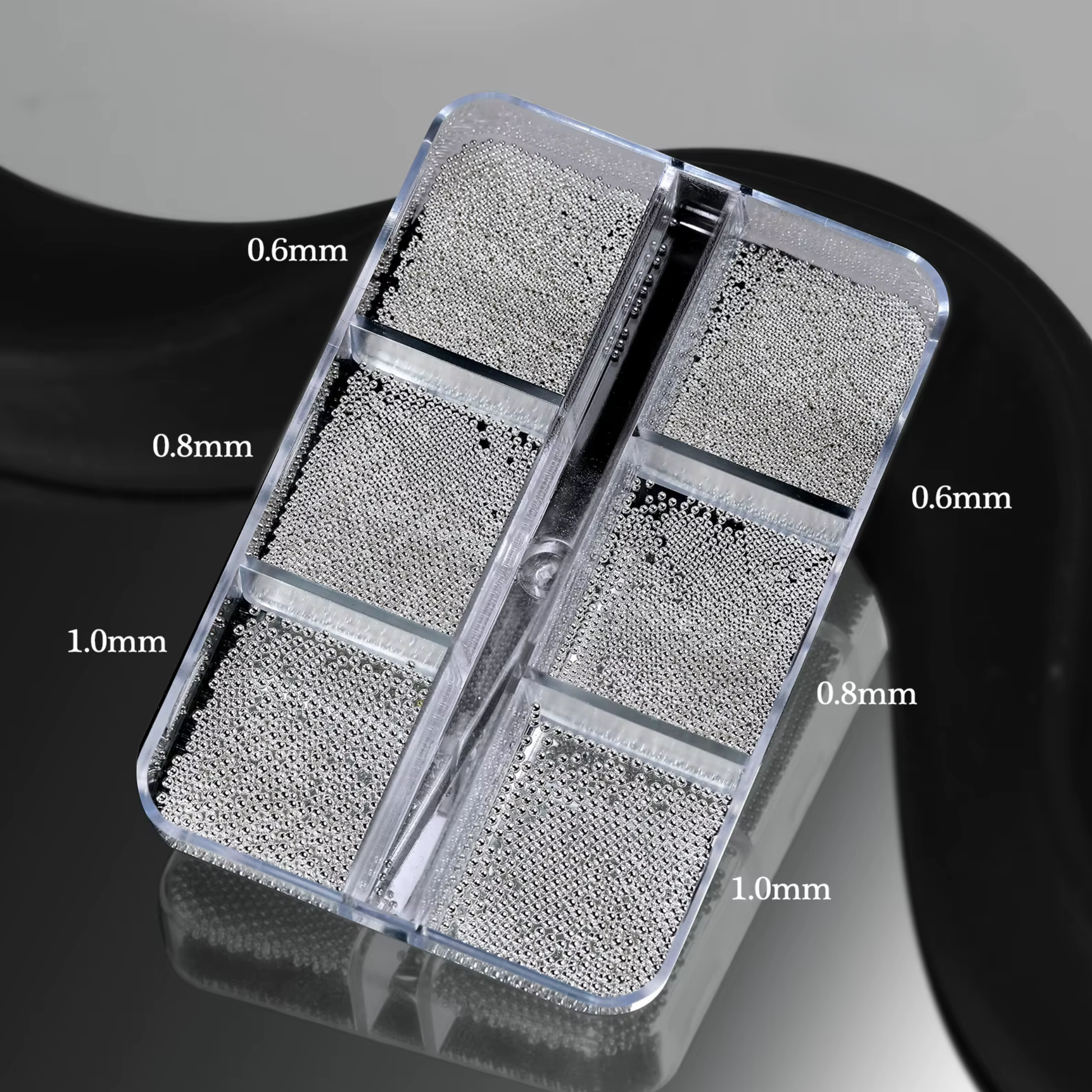 Nail Art Caviar Beads 6 Grid - Silver