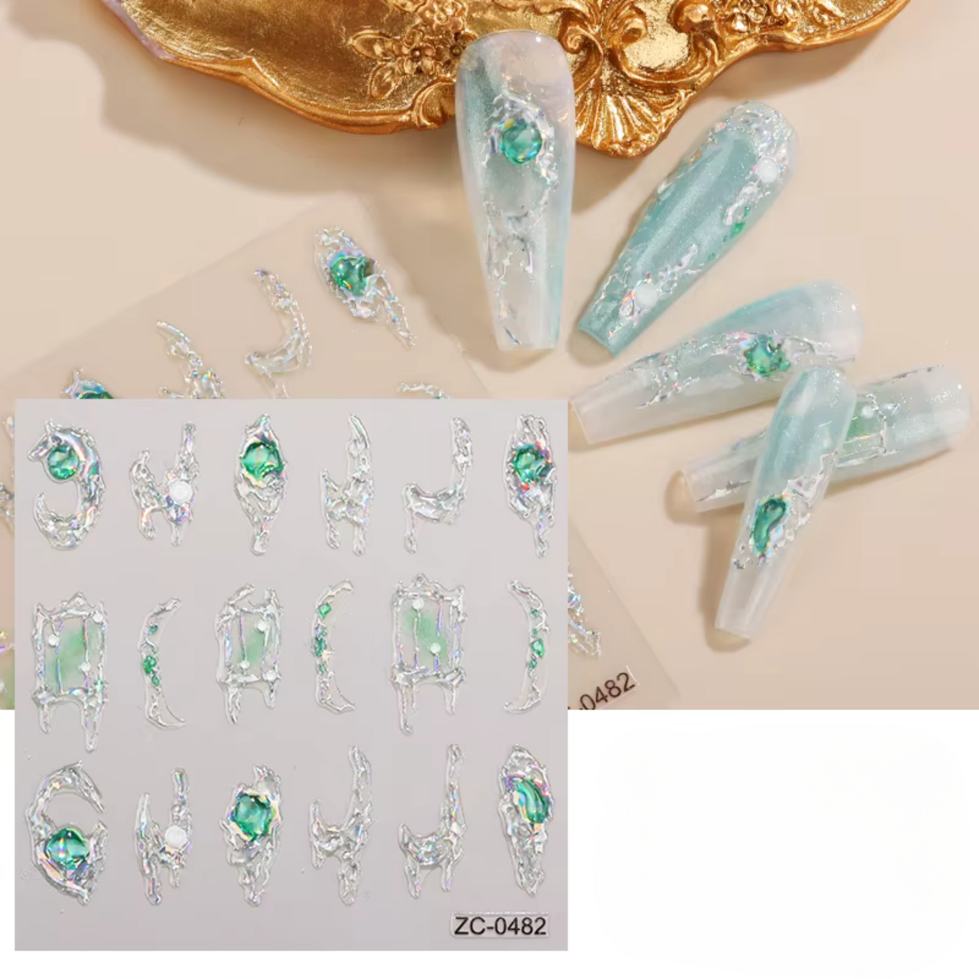 Teal with Silver Holographic Accents