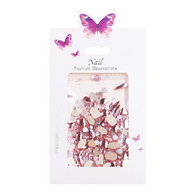 Pink Glass Rhinestone Charm Assorted Shapes