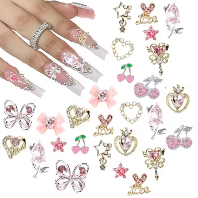Nail Charms - Pretty in Pink, Gold & Silver