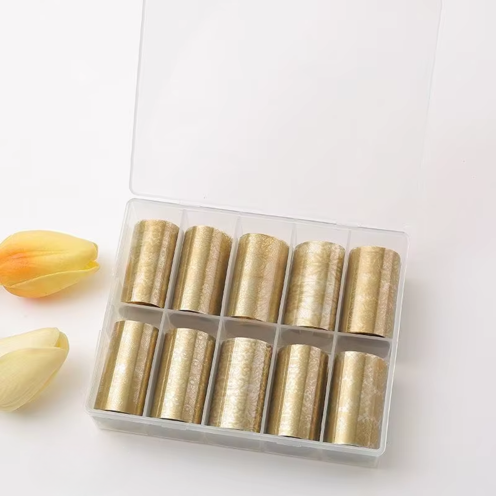 Nail Art Transfer Foil 10pk - Gold Lace