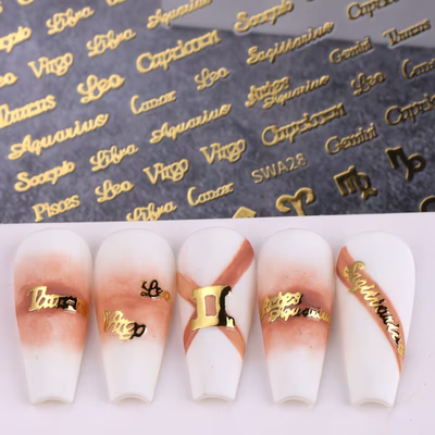 Nail Art Stickers - Astrology Horoscope Gold design