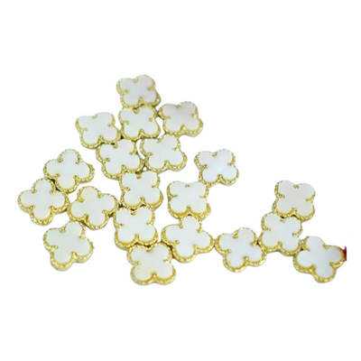 Designer Clover White Nail Charms