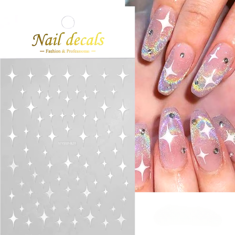 Nail Art Sticker - Starlight White