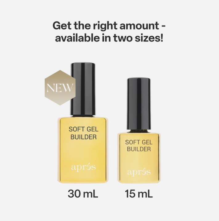 Apres Soft Gel Builder in a Bottle sizes