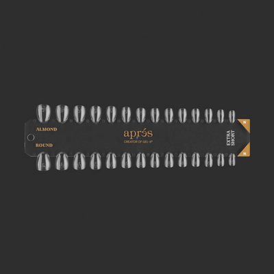 Apres Gel-X Tip Swatch: Natural Extra Short Almond/Round black