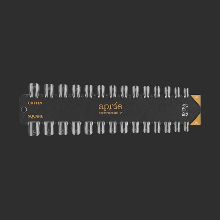 Apres Gel-X Tip Swatch: Natural Extra Short Coffin/Square dark