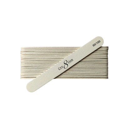 Cre8tion White Disposable Mini Nail File 5" - 80/100 Wood core