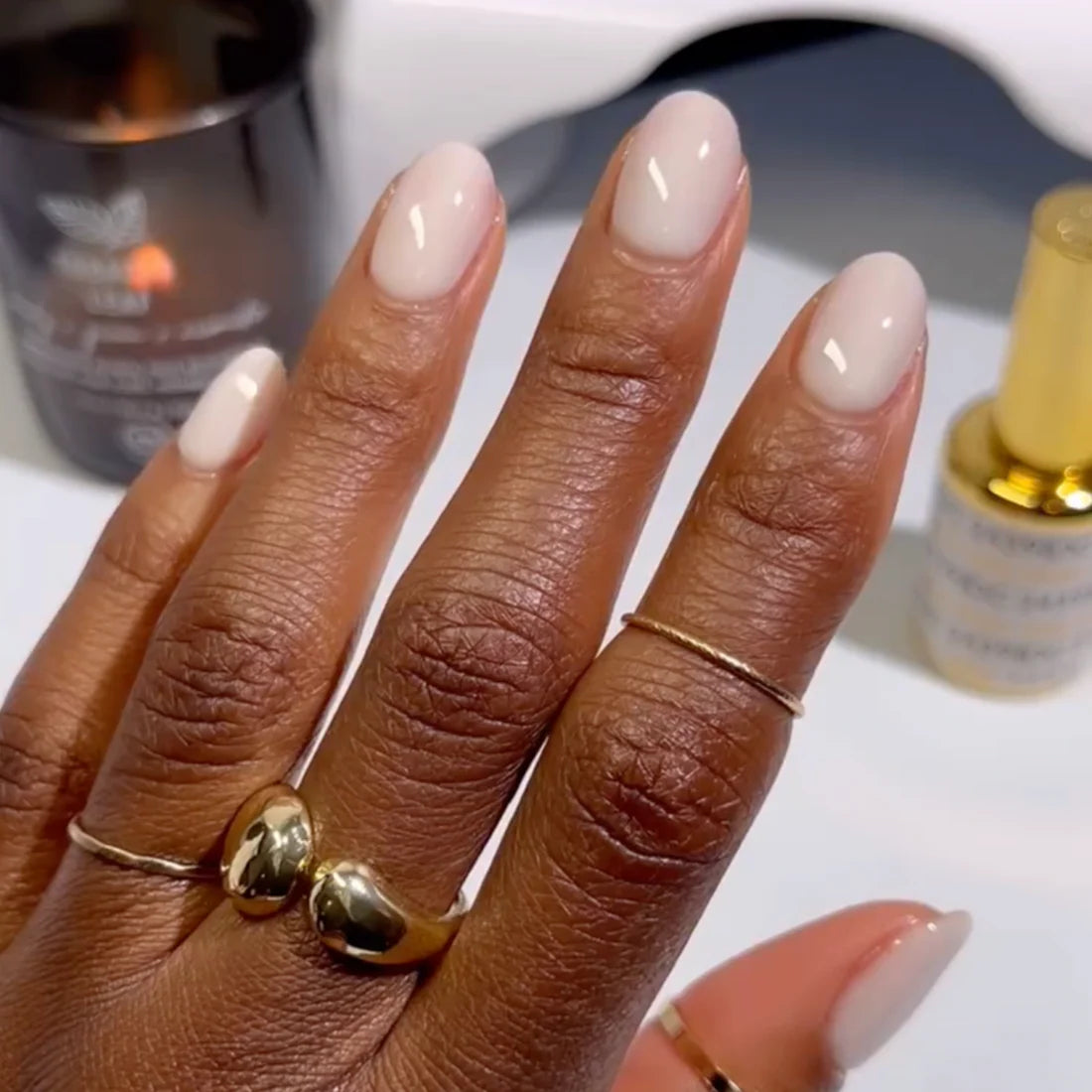 DND DC Dap Dip Powder 1.6oz - 2439 Milky White hand