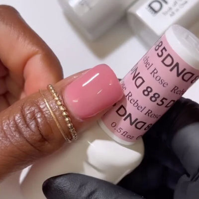 DND Gel Polish - 885 Rebel Rose finger