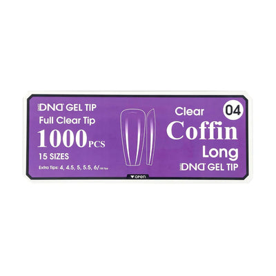 DND Clear Gel Tips 1000pc - #04 Long Coffin