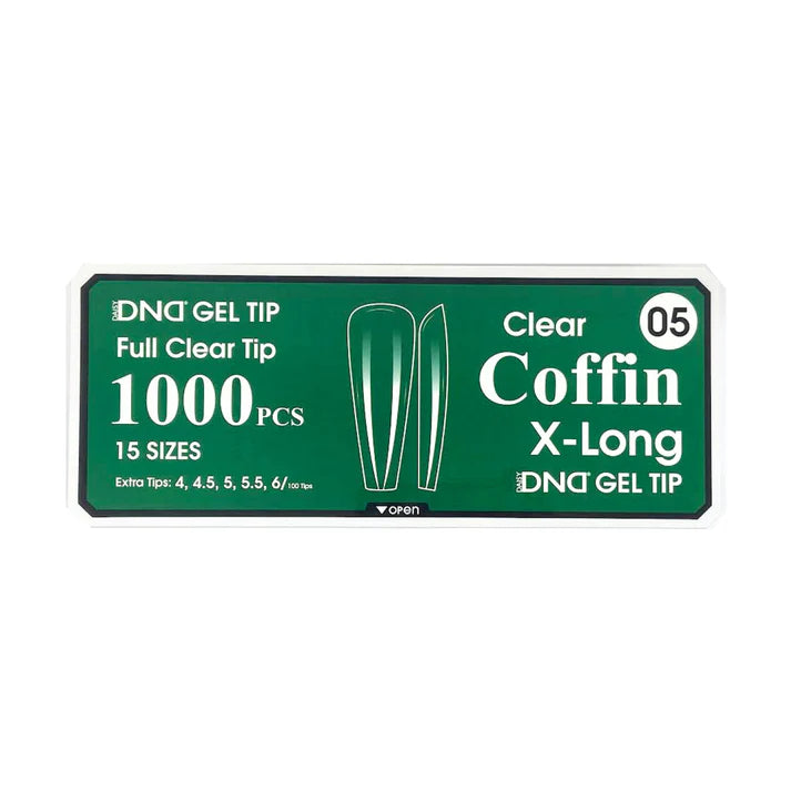 DND Clear Gel Tips 1000pc - #05 X-Long Coffin
