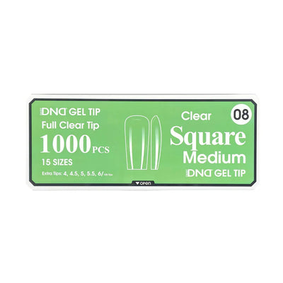 DND Clear Gel Tips 1000pc - #08 Medium Square