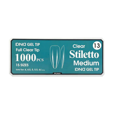 DND Clear Gel Tips 1000pc - #13 Medium Stiletto