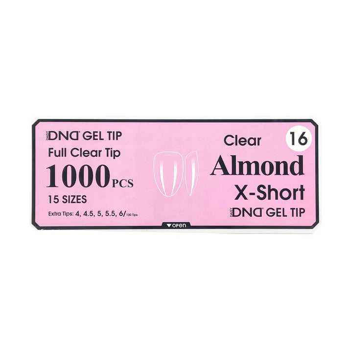 DND Clear Gel Tips 1000pc - #16 X-Short Almond
