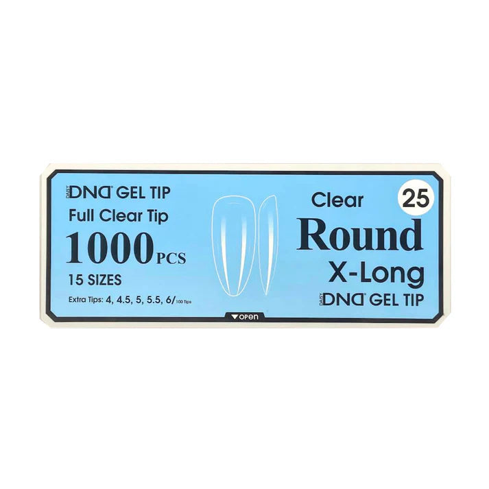DND Clear Gel Tips 1000pc - #25 X-Long Round