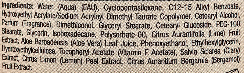 Ingredient list for White Limetta & Aloe Vera Butter Blend 8oz By Cuccio