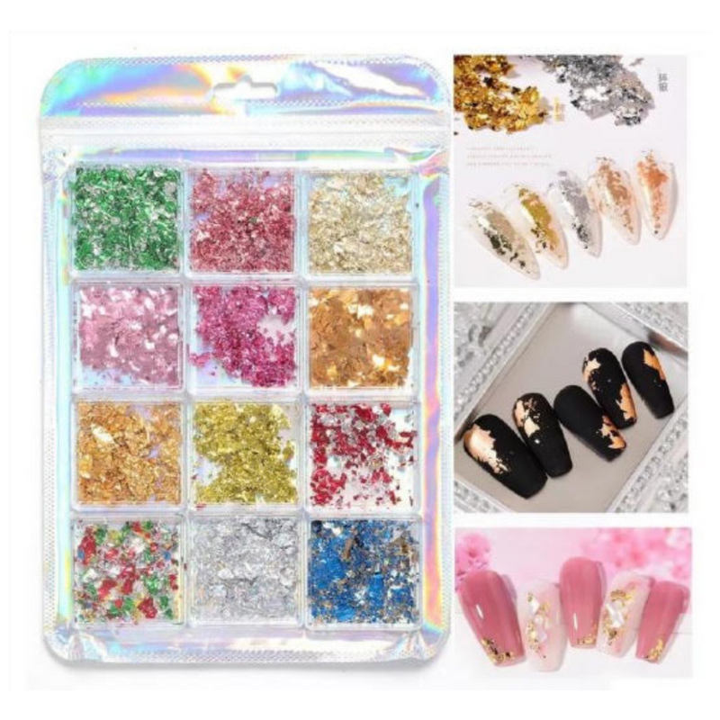 Nail Art Foils 12pc - Multicolor