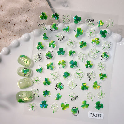 Nail Art Stickers - Four Leaf Clovers (TJ-177)