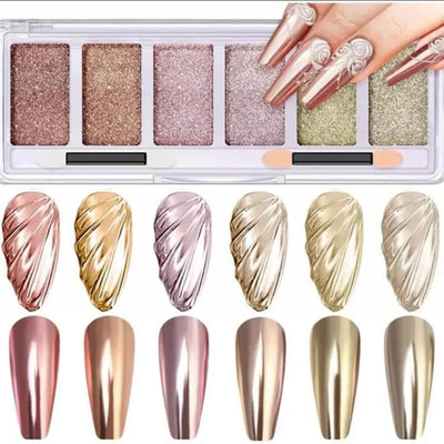 Gold Mirror Chrome Palette 6pc