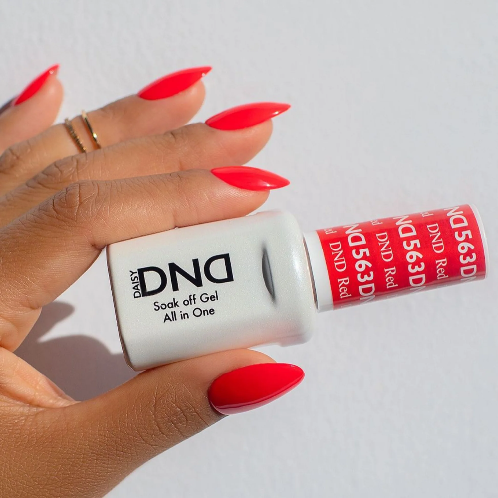 hands wearing DND Gel Polish - 563 DND Red