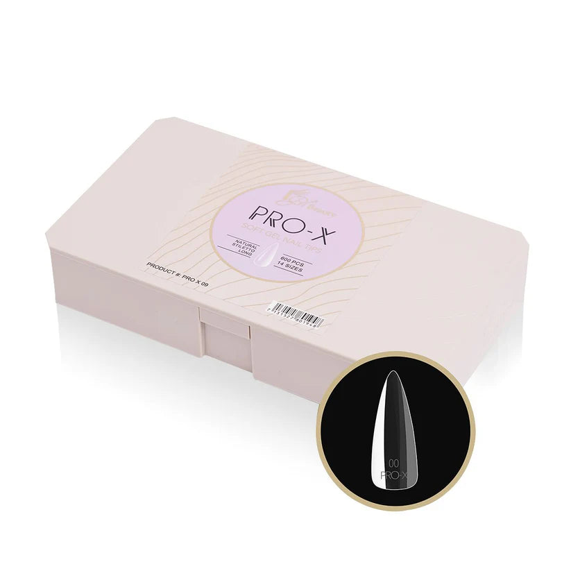 iGel Pro-X Soft Gel Nail Tips 600pc - Natural Long Stiletto