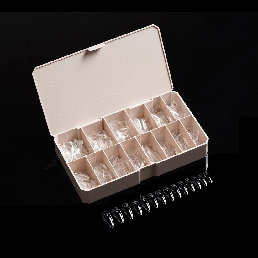 iGel Pro-X Soft Gel Nail Tips 600pc - Natural Medium Stiletto open