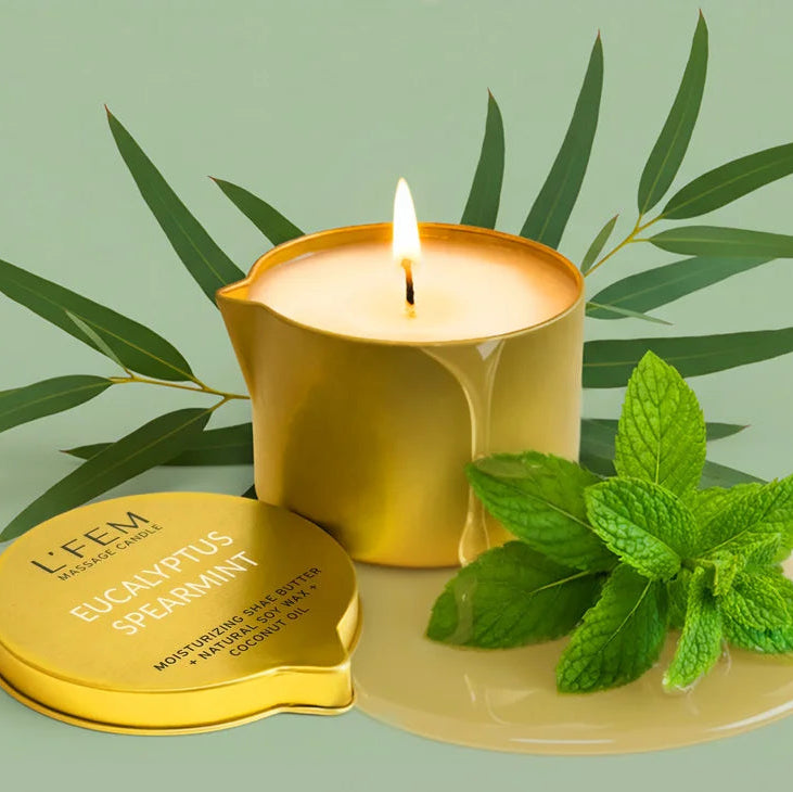 L'Fem Massage Candle 8oz - Eucalyptus Spearmint