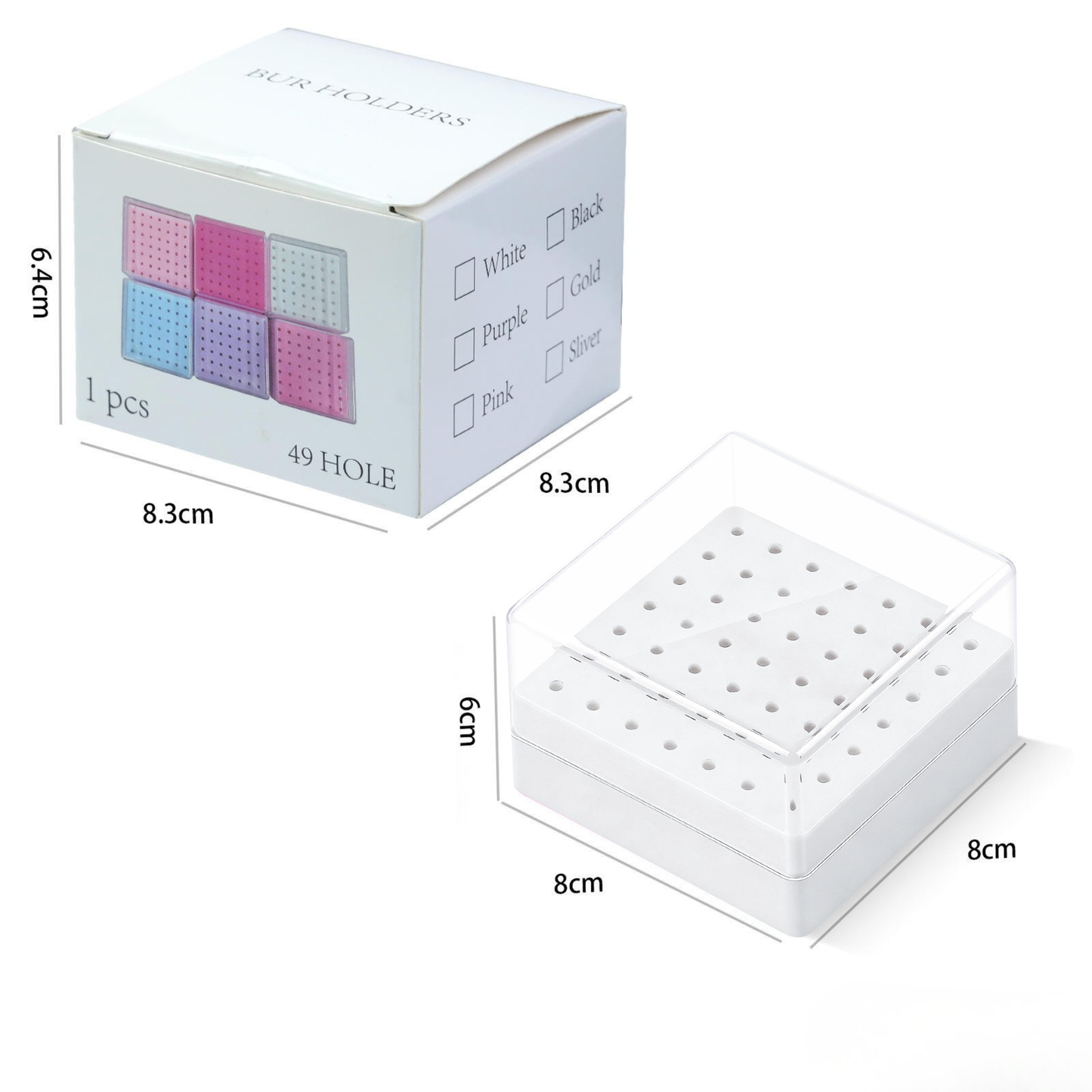 Nail Drill Bit Holder 49 Slots - White